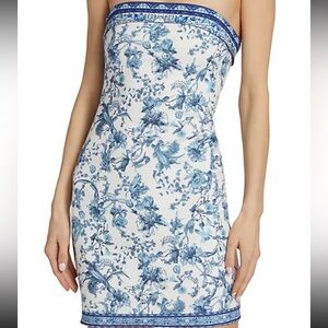 Alice + Olivia Kelly Floral Strapless Minidress Je L Adore Spring Sky 14